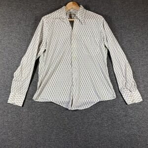 Vintage 70s Cortini Button Up Shirt Men Medium 15 1/2 Collared Long Sleeve Retro
